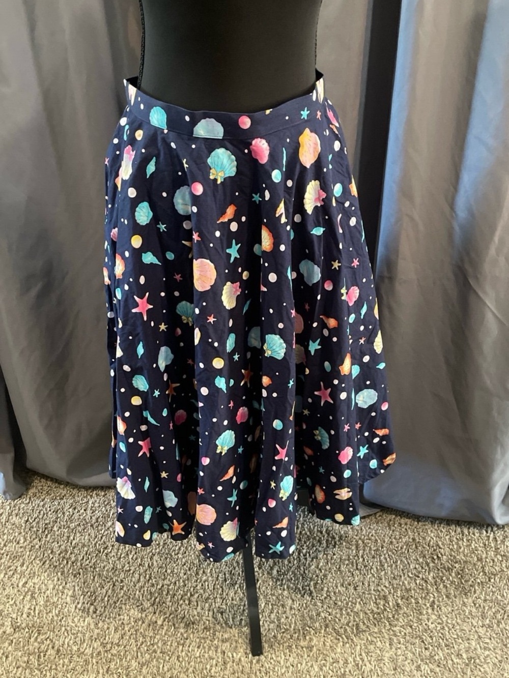 magnolia Park seashell and starfish print retro a line swing skirt small